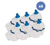 MSV Lot de 6 Franges à serpillière de Rechange en Coton 185gr doublé Blanc
