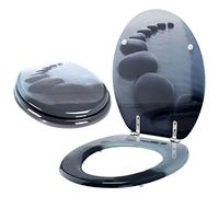 MSV Abattant WC MDF Chemin DE Galets Gris - Charnières INOX