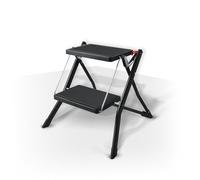 MSV Marche Pied 2 marches Pliant & Anti-dérapant léger en Acier - Max 150kg - Noir Mat