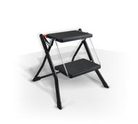 MSV Marche Pied 2 marches Pliant & Anti-dérapant léger en Acier - Max 150kg - Noir Mat