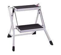 MSV - Marchepied Pliant 2 Marches en Acier - Charge 150 kg - Norme GS Sécurité - Antidérapant et Compact - Idéal Maison, Cuisine, Bureau et Bricolage - Blanc