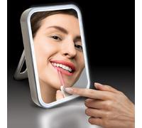 MSV miroir de maquillage miroir cosmétique miroir de salle de bain "Ania" avec LED, taupe