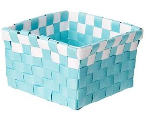 MSV Panier de Rangement 14x14x9cm Vert Pastel & Blanc