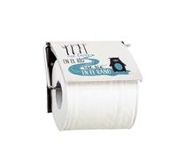 MSV - Porte Rouleau Papier WC Mural - Acier Chromé & PS - Modèle Rio - Dimensions 13 x 15 x 11,5 cm - Couleur Bleu & Blanc - Design Moderne et Pratique pour Salle de Bain