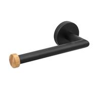 MSV Porte Rouleau Papier WC Mural IANA Acier & Bambou Noir Mat