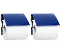 MSV Porte Rouleau Papier WC Mural PS & Acier chromé Bleu Foncé (Lot de 2)