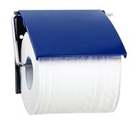 MSV France Porte-rouleau papier WC mural PS et acier chromé Bleu foncé