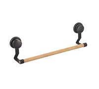 MSV Porte Serviettes Mural Mega VENTOUSES Bambou & Acier Noir Mat