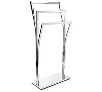 MSV - 100128-ML1 - Porte Serviettes sur Pied 3 Barres Design en Acier Couleur Argent Chromé Aspect Chic, pour Salle de Bain Contemporaine