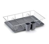 MSV - Porte-Vaisselle et Ustensiles en Acier Sakura - Égouttoir avec Plateau Récupérateur d’Eau - Style Scandinave Minimaliste pour Cuisine - Finition Haute Résistance - Gris