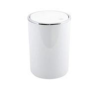 MSV - Poubelle à Bascule PP - Modèle Kamaka - Couvercle basculant Amovible - Design Moderne idéal pour Les Toilettes - Salle de Bain - Bureau - Ronde - 6L - Blanc