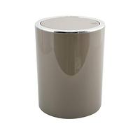 MSV - Poubelle à Bascule PP - Modèle Kamaka - Couvercle basculant Amovible - Design Moderne idéal pour Les Toilettes - Salle de Bain - Bureau - Ronde - 6L - Taupe