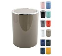 MSV - Poubelle à Bascule PP - Modèle Kamaka - Couvercle basculant Amovible - Design Moderne idéal pour Les Toilettes - Salle de Bain - Bureau - Ronde - 6L - Taupe