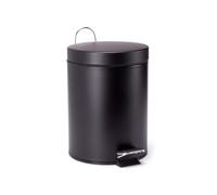 MSV Poubelle à cosmétiques Acier Inoxydable Noir Mat uni avec Récipient intérieur Amovible Salle de Bains Poubelle à pédale Boîte à ordures - 3 et 5 litres