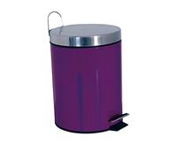 MSV Poubelle à cosmétiques Acier Inoxydable Violet avec Récipient intérieur Amovible Salle de Bains Poubelle à pédale Boîte à ordures, Ronde, 3 litres