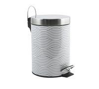 MSV Poubelle à cosmétiques Acier Inoxydable Wave Gris avec Récipient intérieur Amovible Salle de Bains Poubelle à pédale Boîte à ordures - 3 litres