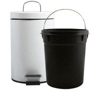 MSV - Poubelle Cosmétique Salle de Bain - Acier Inoxydable avec Seau Intérieur Amovible - Poubelle à Pédale Élégante - Compacte et Pratique - Blanc - 3L