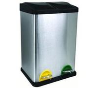 Msv poubelle à pédale de cuisine tri sélectif inox 2x20l brossé inox G