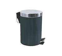 MSV, Poubelle à pédale en Inox, Pédale pour pied, pour Petits Espaces, Couvercle à Fermeture en Douceur, avec Seau Intérieur, Ronde, 3 Litres, Vert Foncé
