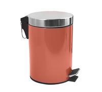 MSV, Poubelle à pédale en Inox, Pédale pour pied, pour Petits Espaces, Couvercle à Fermeture en Douceur, avec Seau Intérieur, Ronde, 3 Litres, Terracotta