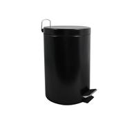 MSV, Poubelle à pédale en Inox, Pédale pour pied, pour Petits Espaces, Couvercle à Fermeture en Douceur, avec Seau Intérieur, Ronde, 12 Litres, Noir