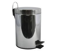 MSV, Poubelle à pédale en Inox, Pédale pour pied, pour Petits Espaces, Couvercle à Fermeture en Douceur, avec Seau Intérieur, Ronde, 20 Litres, Miroir