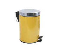 MSV, Poubelle à pédale en Inox, Pédale pour pied, pour Petits Espaces, Couvercle à Fermeture en Douceur, avec Seau Intérieur, Ronde, 3 Litres, Safran