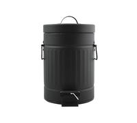 MSV - Poubelle à pédale Habana - en Acier - Design Moderne et Élégant - Ronde - Ouverture Facile - Seau Intérieur Amovible - Accessoire Salle de Bain ou Cuisine - 3 L - 17x26,5 cm - Noir