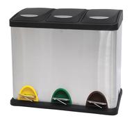 MSV Poubelle Tri Sélectif Inox 3 bacs 8Lx3