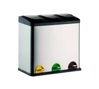 MSV - Poubelle à Pédale Tri Sélectif Inox 60L - 3 Bacs Amovibles de 20L - Design Moderne, Silencieuse et Anti-Odeurs - Idéale Cuisine et Extérieur