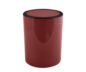 MSV - Poubelle AS Kamaka 6L Berry - Bordeaux avec Bord Noir - 24.2 x 19 x 19 cm - Design Compact pour Cuisine et Salle de Bain - Couvercle Pratique - Usage Intérieur