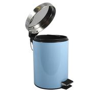 MSV - Poubelle Cosmétique Salle de Bain - Acier Inoxydable avec Seau Intérieur Amovible - Poubelle à Pédale Élégante - Compacte et Pratique - Bleu pastel - 3L