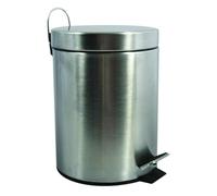 MSV, Poubelle à pédale en Inox, Pédale pour pied, pour Petits Espaces, Couvercle à Fermeture en Douceur, avec Seau Intérieur, Ronde, 20 Litres, Gris