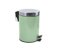MSV, Poubelle à pédale en Inox, Pédale pour pied, pour Petits Espaces, Couvercle à Fermeture en Douceur, avec Seau Intérieur, Ronde, 3 Litres, Vert Basil