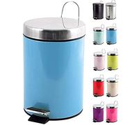 MSV - Poubelle Cosmétique Salle de Bain - Acier Inoxydable avec Seau Intérieur Amovible - Poubelle à Pédale Élégante - Compacte et Pratique - Bleu Pastel - 3L