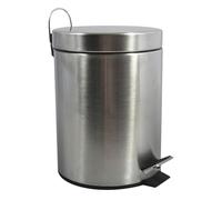 MSV - Poubelle Cosmétique Salle de Bain - Acier Inoxydable avec Seau Intérieur Amovible - Poubelle à Pédale Élégante - Compacte et Pratique - Argent - 5L