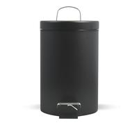 MSV - Poubelle Cosmétique Salle de Bain - Acier Inoxydable avec Seau Intérieur Amovible - Poubelle à Pédale Élégante - Compacte et Pratique - Noir mat - 3L