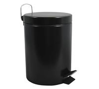 MSV Poubelle à cosmétiques Acier Inoxydable Noir Mat uni avec Récipient intérieur Amovible Salle de Bains Poubelle à pédale Boîte à ordures - 3 et 5 litres