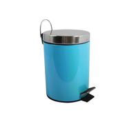 MSV - Poubelle Cosmétique Salle de Bain - Acier Inoxydable avec Seau Intérieur Amovible - Poubelle à Pédale Élégante - Compacte et Pratique - Bleu clair - 5L