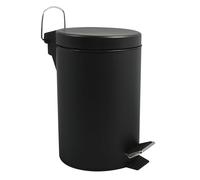 MSV - Poubelle Cosmétique Salle de Bain - Acier Inoxydable avec Seau Intérieur Amovible - Poubelle à Pédale Élégante - Compacte et Pratique - Noir - 3L
