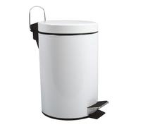 MSV - Poubelle Cosmétique Salle de Bain - Acier Inoxydable avec Seau Intérieur Amovible - Poubelle à Pédale Élégante - Compacte et Pratique - Blanc - 3L