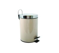 MSV - Poubelle Cosmétique Salle de Bain - Acier Inoxydable avec Seau Intérieur Amovible - Poubelle à Pédale Élégante - Compacte et Pratique - Beige - 3L