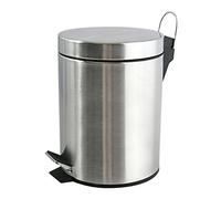 MSV 100155 Poubelles INOX satiné à pédale 5 litres, Acier Inoxydable, Argent, 21x21x28 cm