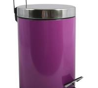 MSV Poubelle à cosmétiques Acier Inoxydable Violet avec Récipient intérieur Amovible Salle de Bains Poubelle à pédale Boîte à ordures, Ronde, 3 litres