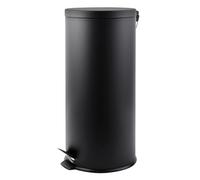 MSV Poubelle à pédale de Cuisine INOX 30L Noir Mat