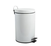 MSV - Poubelle Cosmétique Salle de Bain - Acier Inoxydable avec Seau Intérieur Amovible - Poubelle à Pédale Élégante - Compacte et Pratique - Blanc - 12L
