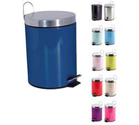 MSV - Poubelle Cosmétique Salle de Bain - Acier Inoxydable avec Seau Intérieur Amovible - Poubelle à Pédale Élégante - Compacte et Pratique - Bleu - 3L