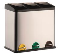 MSV Poubelle Système de tri des déchets avec couvercle 60 L (3x20 litres) avec seau intérieur grandes poubelles Poubelle à pédale inox