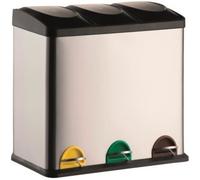 MSV - Poubelle à Pédale Tri Sélectif Inox 60L - 3 Bacs Amovibles de 20L - Design Moderne, Silencieuse et Anti-Odeurs - Idéale Cuisine et Extérieur