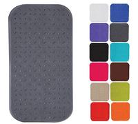 MSV Premium Tapis de Douche antibactérien antidérapant avec ventouses - Gris - env. 36 x 76 cm - Lavable à 60 °C